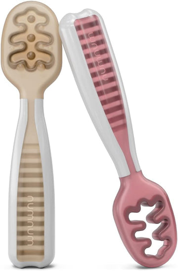 Baby Spoons Self Feeding 6 Months, Pack Beige/Mauve