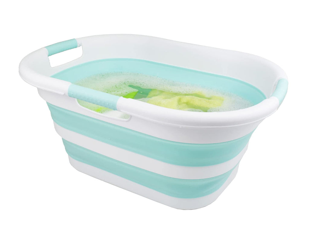 40L (10.5 gallon) Collapsible Plastic Laundry Basket - Foldable Pop Up Storage Container/Organizer - Portable Washing