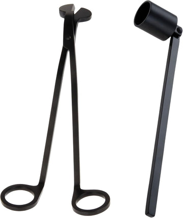 Black Candle Trimmer & Snuffer Set, Stainless Steel Long Handle Kit - Set of 2