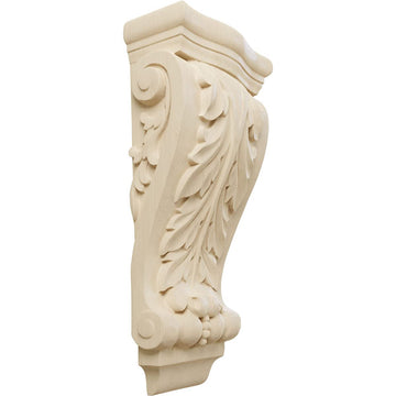 Medium Farmingdale Acanthus Pilaster Wood Corbels, 6 1/4"W x 3 1/8"D x 13 1/2"H, Rubberwood