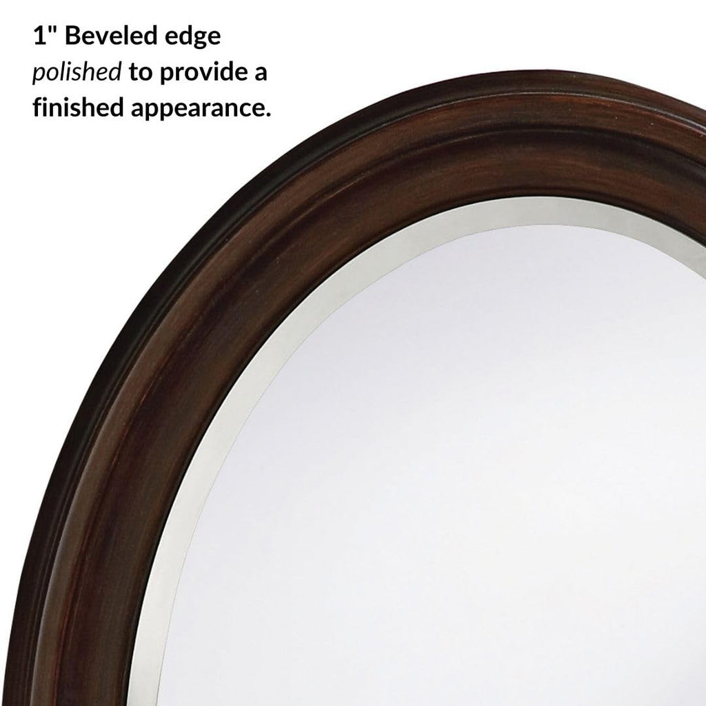 George Oval Chocolate Brown Wall, Oval Bevelled Hanging Wood Framed Vanity Mirrors Decor, Living Room, Bathroom