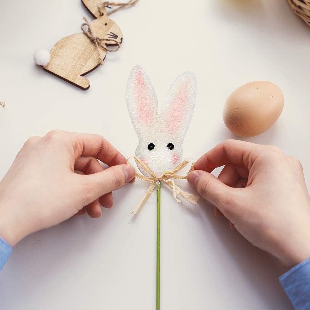 Pinkblume Easter Felt Garland Wool Rabbit Pom Pom Banner,Handmade Bunny Ball Garland for Easter Holiday Baby - Set of 16