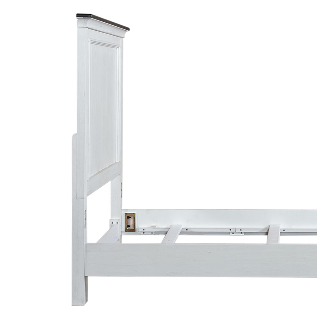 Allyson Park Panel Bed Cottage - Wirebrushed White w/Charcoal Tops