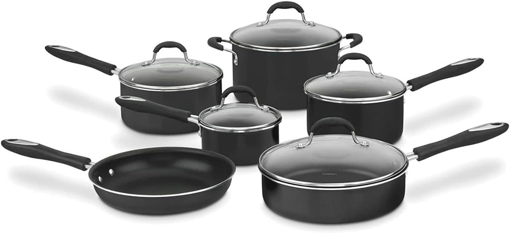 Pots and Pans Set, Nonstick w/Aluminum Core, 11-Piece, Black | 11-pc pots and pans set non stick, dishwasher safe &