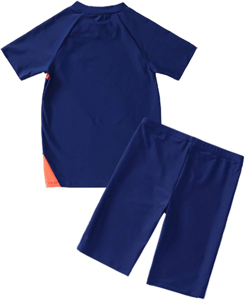 Boys Swimsuits UPF50+UV Swimwear Set Two Piece Rash Guard with Hat for Kids