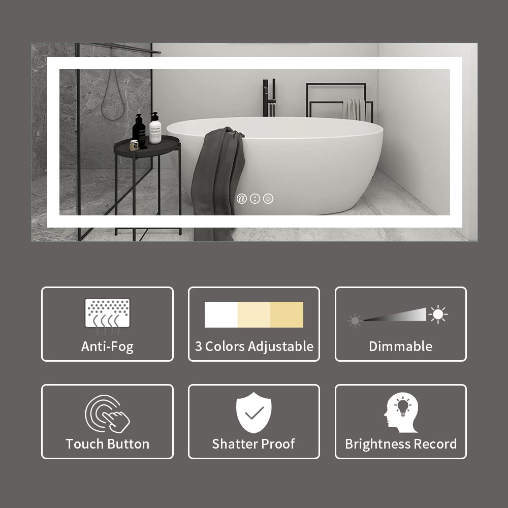 LED Bathroom Mirror, 72"X32" with Front Light and Backlit