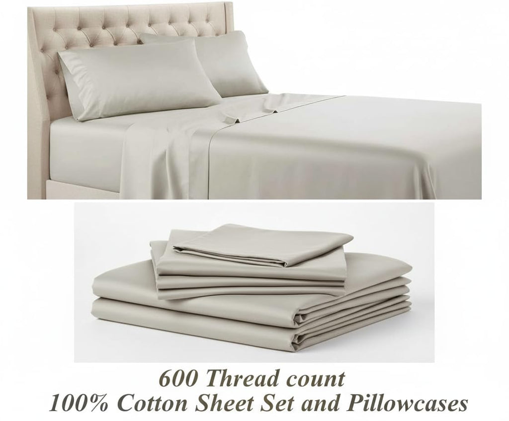 100% Cotton Split King Sheets for Adjustable Beds, Linen