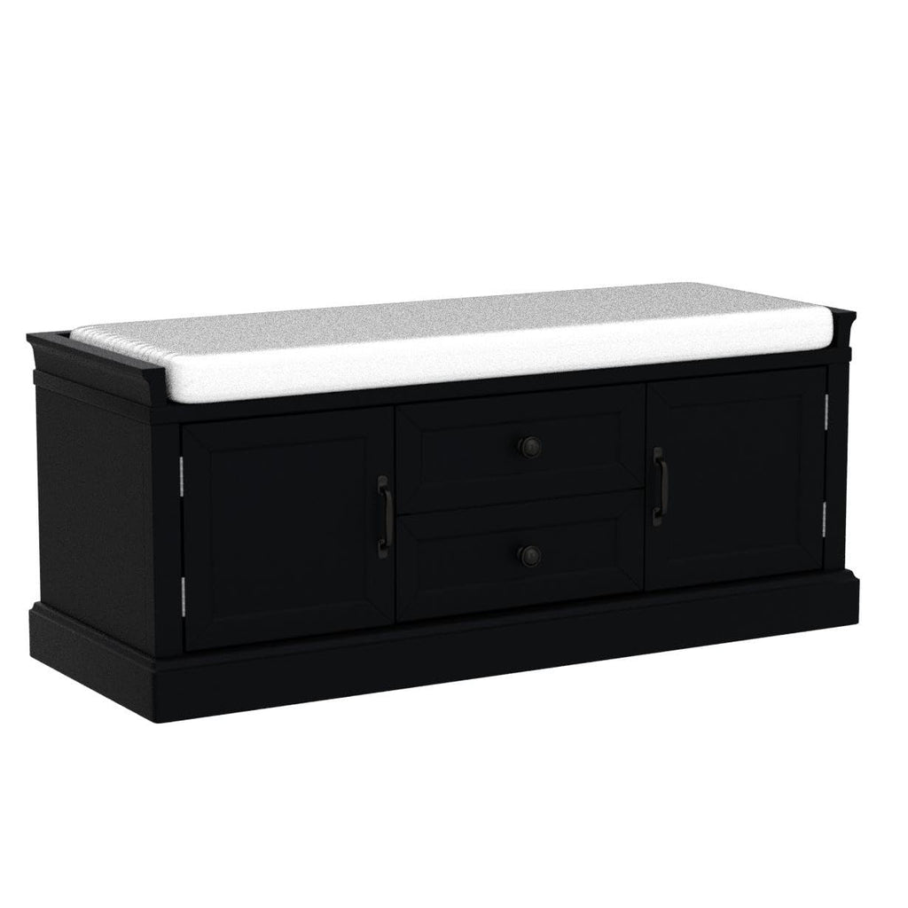 Rustic Wood Shoe Storage Bench with 2 Drawers and 2 Cabinets Hallway Front Door Black