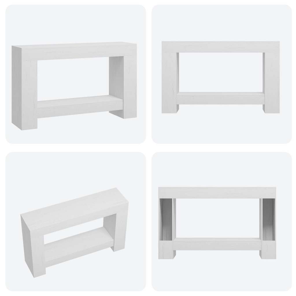 47" Farmhouse 2-Tier Console Table, White