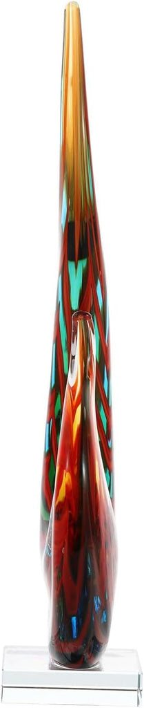 Hand Blown Flame Sommerso Art Glass Sculpture Decor 16 inch Tall Centerpiece Table Decoration