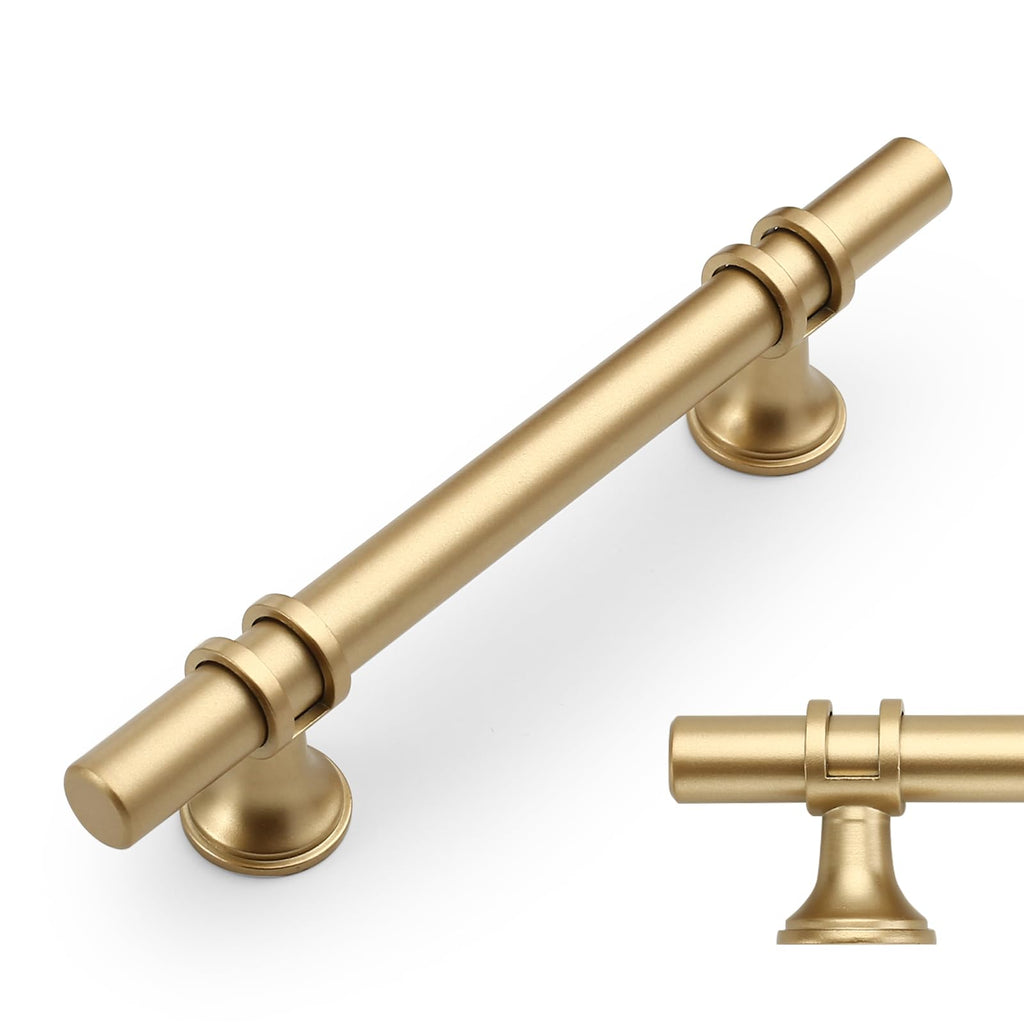 10 Pack Matte Gold Cabinet Pulls 3.75 Inch(96MM) Hole Centers Kitchen Cabinet Handles Cabinets Hardware Drawer Pulls