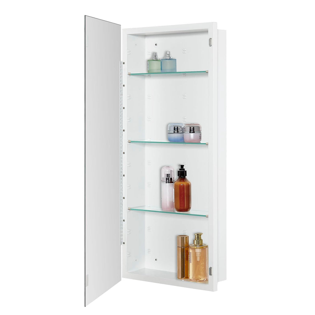 Bathroom Medicine Cabinet with Beveled Edge Mirrored Door 16 x 36 inch, Recessed or Surface Mount, with Adjustable