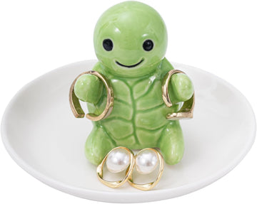 Cute Turtle Ring Holder Dish, Ceramic Jewelry Holder Preppy Room Decor, Turtle Gifts for Women Birthday Christmas