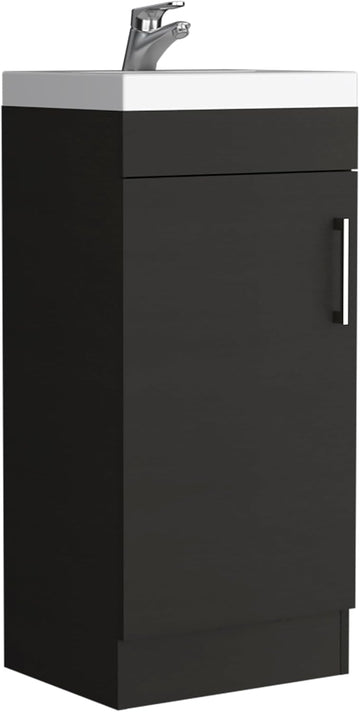 16" Bathroom Vanity with Single Door Storage, Resin Sink, Compact Base Cabinet, Modern Space-Saving Vanity for Small Bathrooms