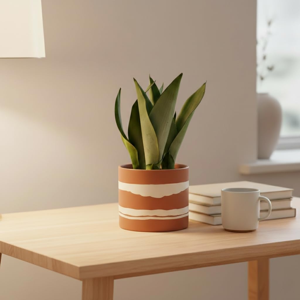 Ceramic Modern Plant Pot with Drainage for Indoor Plants, 5+7 inch