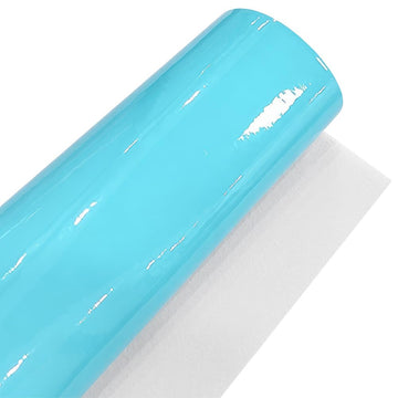 53 x 11.8 Inch Glossy Mirrored PU Leather Roll Cyan Shiny Vinyl Fabric 1mm NEON Faux Leather Sheets Smooth Solid