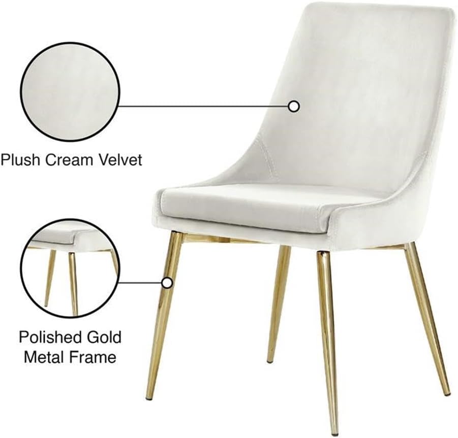 Modern, Contemporary Velvet Upholstered Dining Chair with Sturdy Metal Legs, Set of 2, 19.5" W x