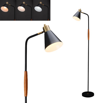 Reading Floor Lamp, Industrial Modern Style, 360 Degree Rotatable, Black & Brushed Copper Finsh, Height Adjustable, 3 CCT