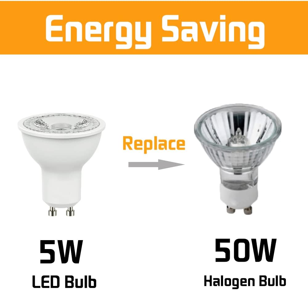 GU10 LED Light Bulbs 5W 38°Beam 3000K Warm Light 6 Pack