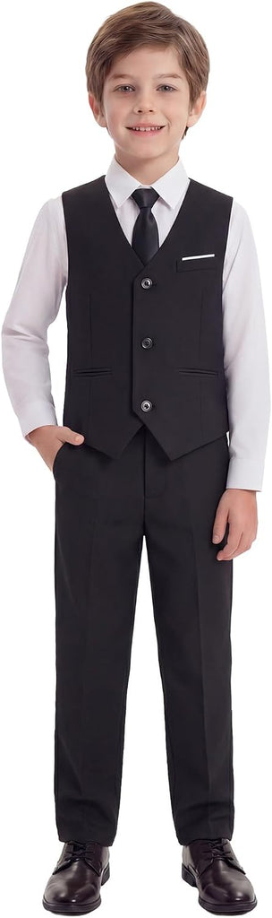 Boys Suits Pieces Formal Slim Fit Tuxedo Suit Set,Teen Suits for Wedding Ring Bearer Church Outfit