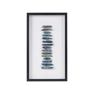 Cerulean Stones Wall Décor Natural Agate, Glass Framed Art Entryway Home Accent, Ready to Hang Bedroom Decoration
