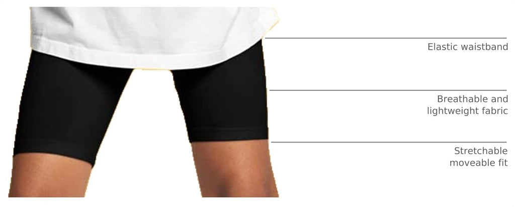Girls Cotton Spandex Biker Shorts Pack Stretch Active Shorts Elastic Waist Dance School Play