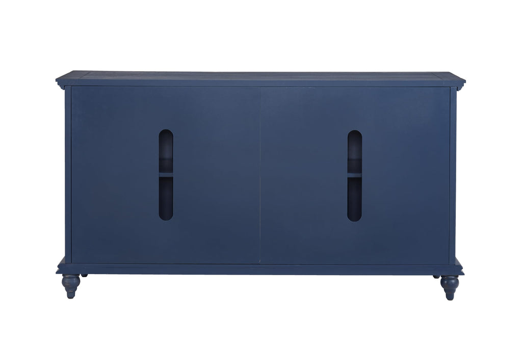 Garden District 65" Solid Wood TV Stand, Rustic Blue