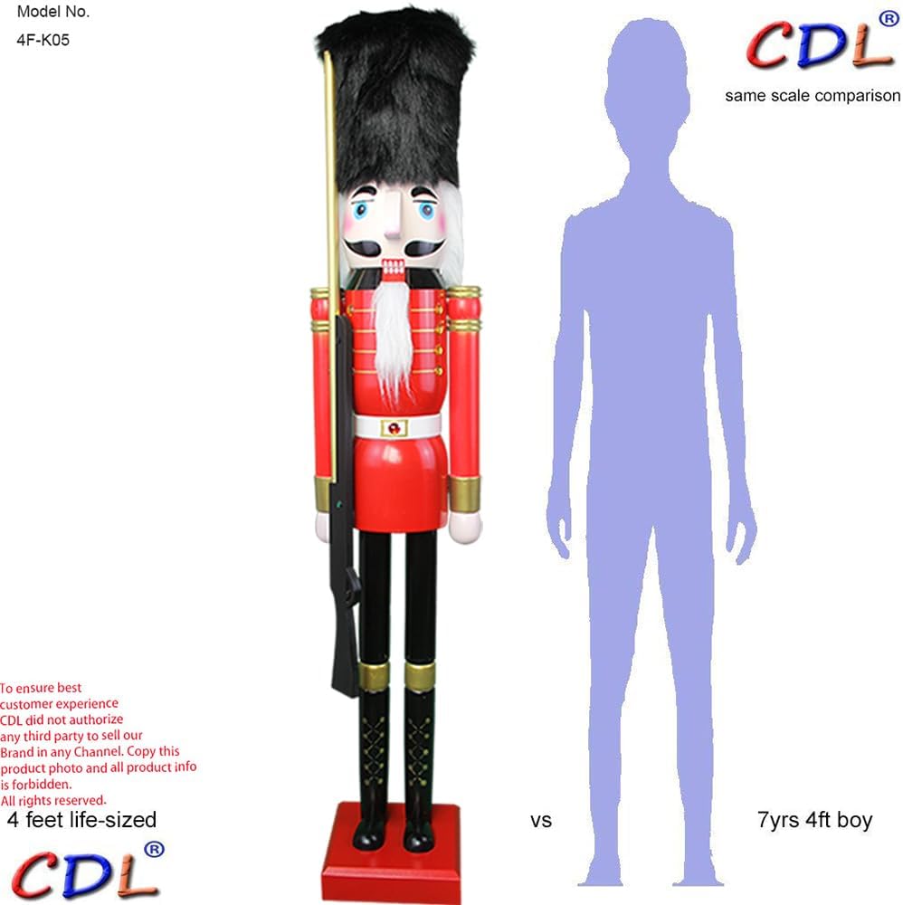4ft Giant Christmas Wooden Nutcracker Soldier on Stand K07