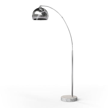 Arquer 68.1" Arc Floor Lamp s, Home Offices, Dining Rooms, Bedrooms with Faux White Marble Base and Chrome Bell