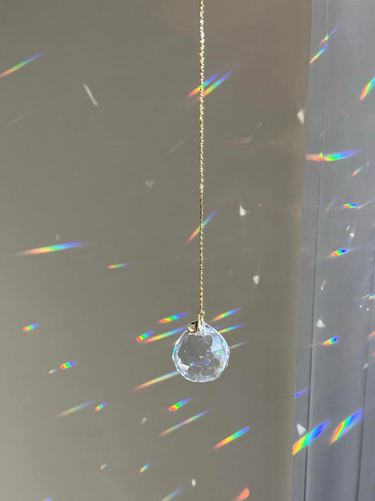 Modern Sympathy Gift - 40mm Crystal Memorial Suncatcher with 14K Gold-Plated Chain, Ready-to-Gift Keepsake with