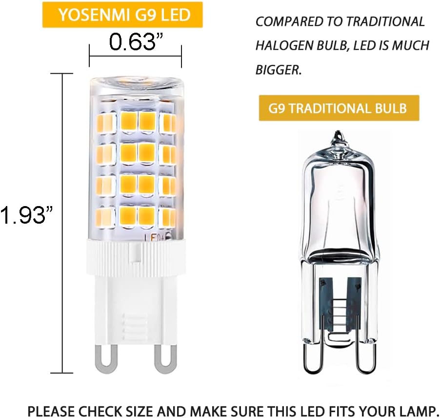 G9 LED Bulb 5W, 40W Halogen Equivalent, 100V-240V, 3000K, 12-Pack