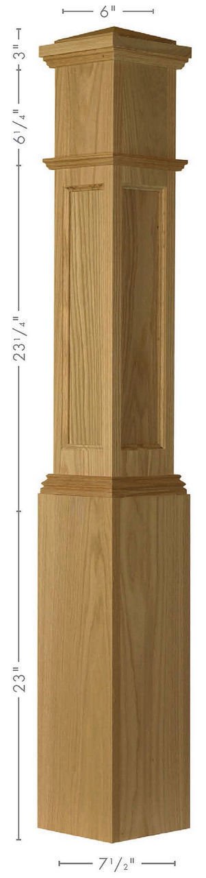 AFP-4092 Poplar Actual Flat Panel Box Newel Post