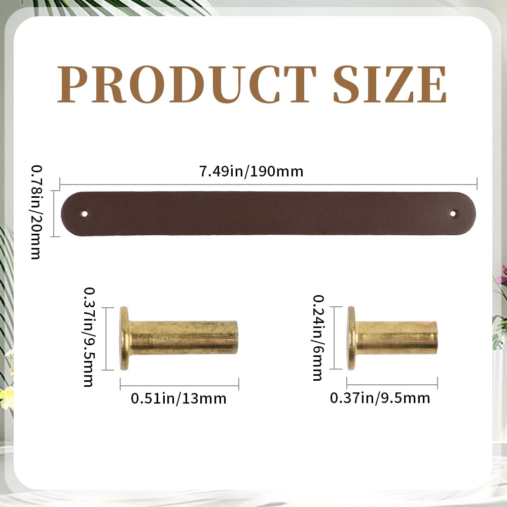 6 Pack Leather Drawer Pulls 7.5 Inch Cabinet Handles Dresser Brown