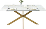 63"-79" Extendable Dining Table for 6-10 People, Modern Rectangle Extendable Kitchen Table with Gold Faux Marble