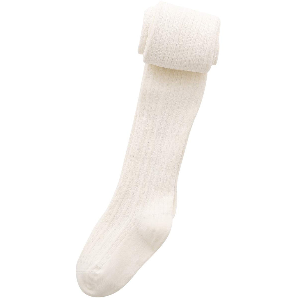 Knit Baby Girls Tights: Cable Knit Cotton Warm Footed Leggings