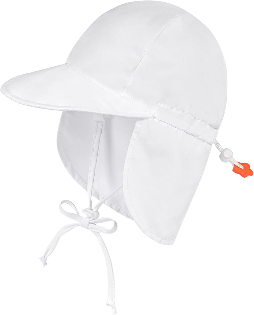 UPF 50+ UV Ray Sun Protection Baby Hat w/Neck Flap & Drawstring