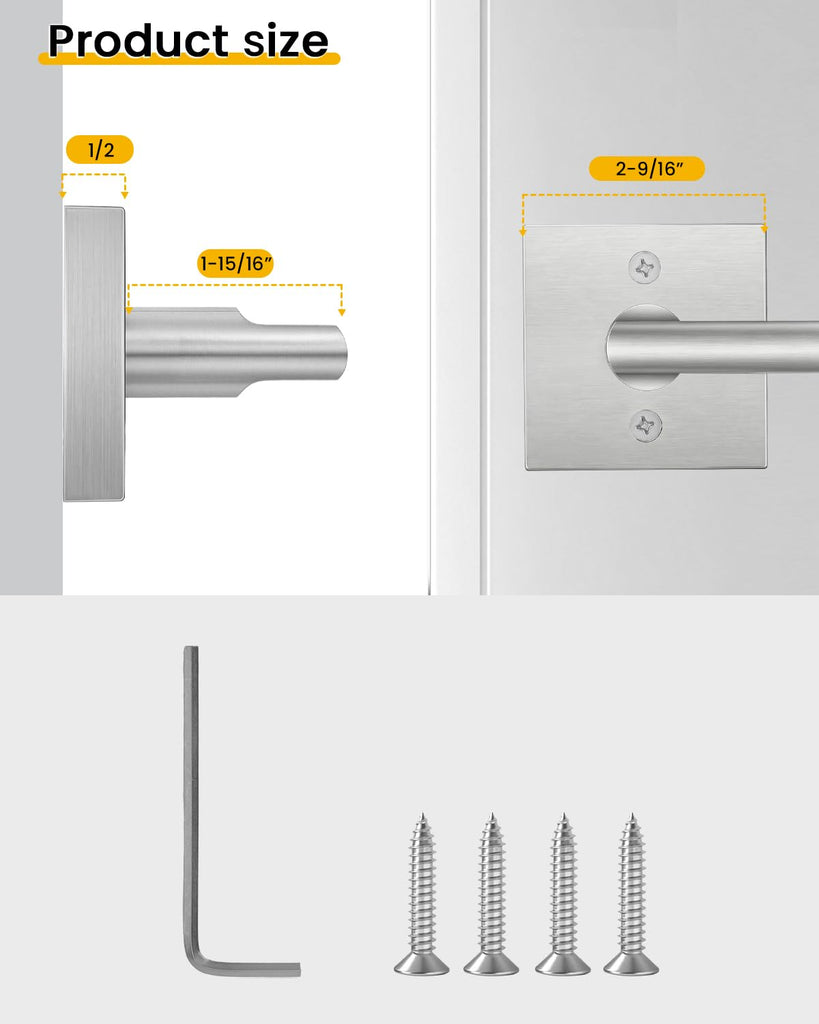Brushed Nickel Dummy Door Handle, Single-Sided Closet - 1 Pack