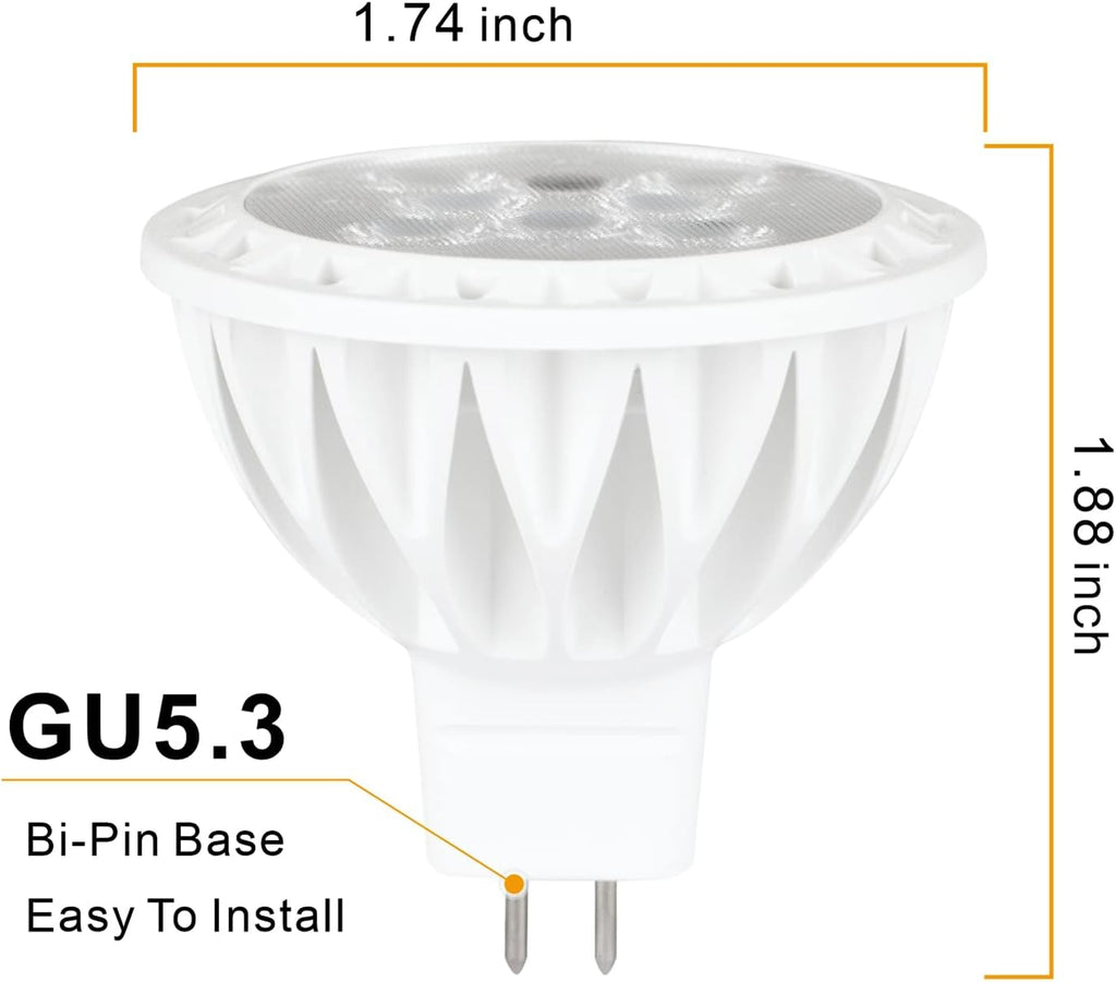 12V MR16 LED Bulbs 4000K Neutral White Dimmable 50W Halogen Replacement GU5.3 Base LED Light Bulbs for Recessed