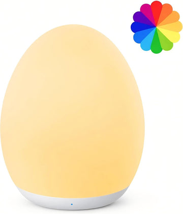 Egg Light, 7 RGB Colors, Dimmable Touch Control Night Light for Kids, White