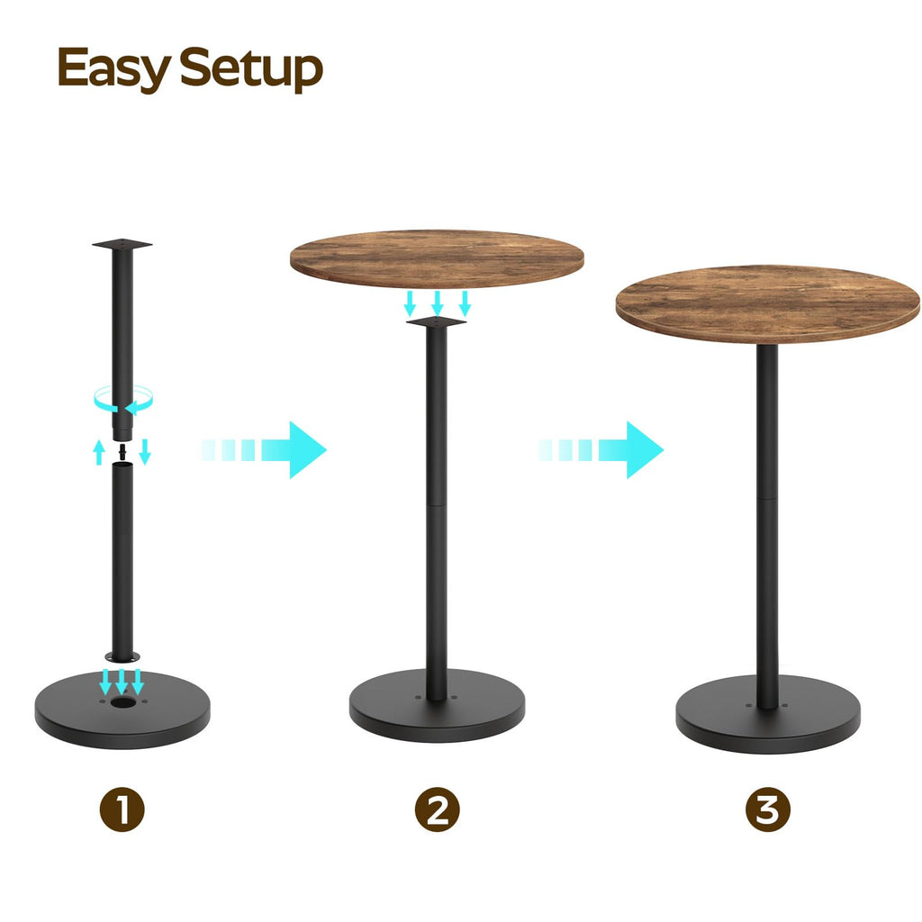 Bar Table, Round Bar Table Set of 2, Counter Height Table, Pub Cocktail Table, Metal Frame, for Bistro, Dining Room