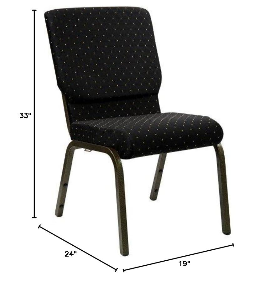 18.5 in Wide Fabric Church Chair, Black, 4-Pack