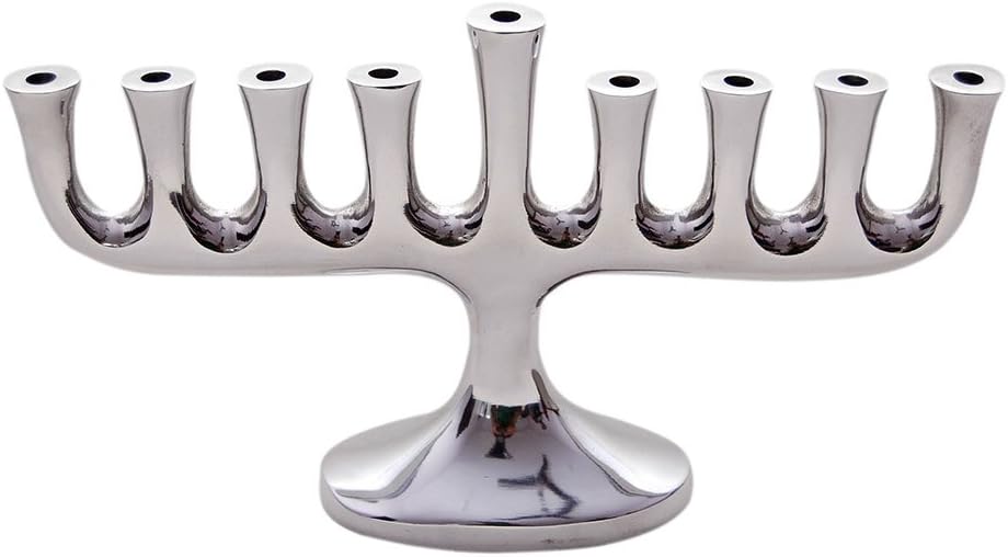 Zion Judaica Stunning Sleek Designers for Hanukkah High Polished Traditional Candle and Oil Chanukiah Classic
