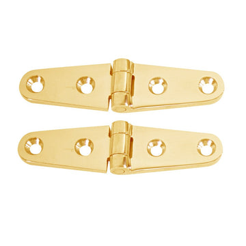 Strap Hinge - Polished Brass - 4" x 1" - Pair