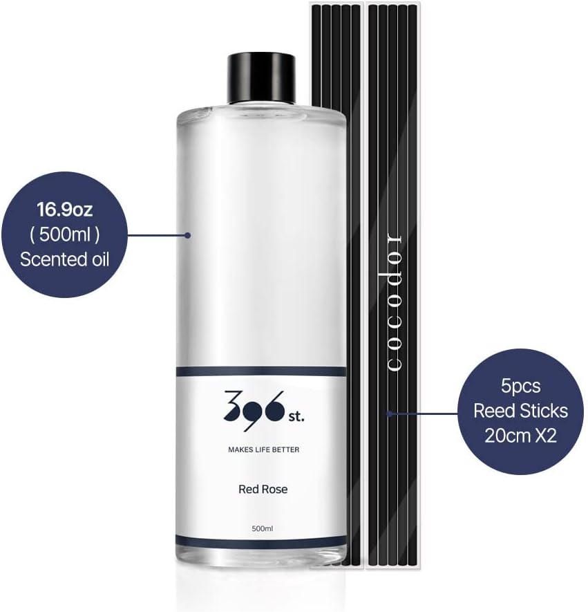 Vanilla Lavender Scented Oil Refills for Reed Diffuser, 16.9oz(500ml), 10 Fiber Reed Sticks, Home Fragrance - Set of 169