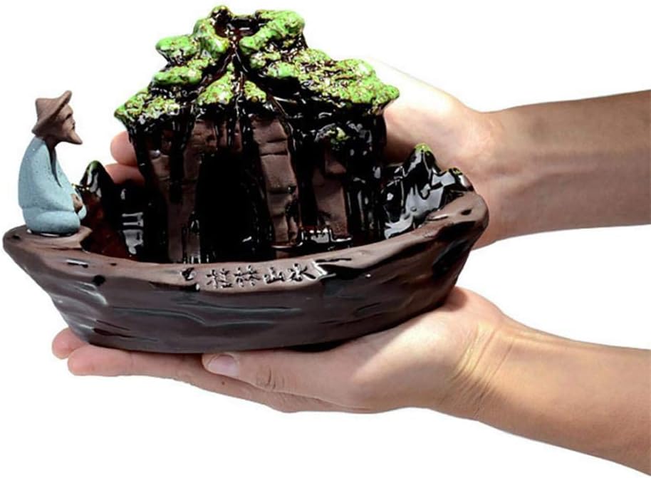 Guilin Scenery Incense Burner, Ceramic Backflow Incense Holder with Incense Cones Decor Yoga - Set of 10