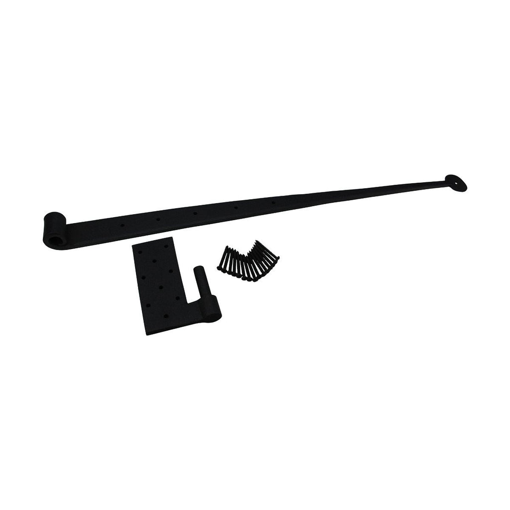 Lift Off Pintle Strap Hinge 24 in. Black Wrought Iron Rustic Reversible Pintle Bean Strap Gate and Door Hinges with