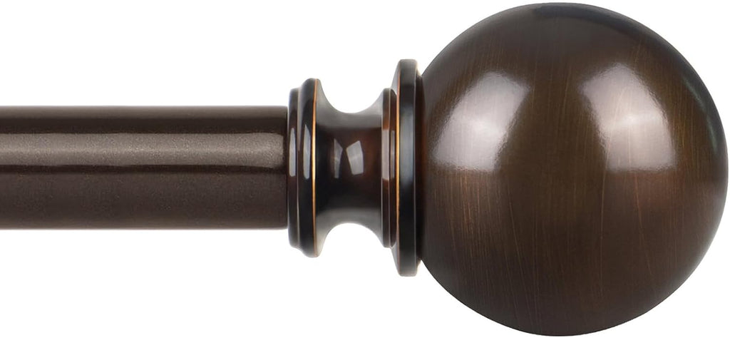 Curtain Rods 32 to 58 Inches (2.6-4.8ft), Antique Bronze Single Curtain Rod for Windows, 7/8 Inch Decorative Drapery