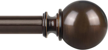 Curtain Rods 32 to 58 Inches (2.6-4.8ft), Antique Bronze Single Curtain Rod for Windows, 7/8 Inch Decorative Drapery