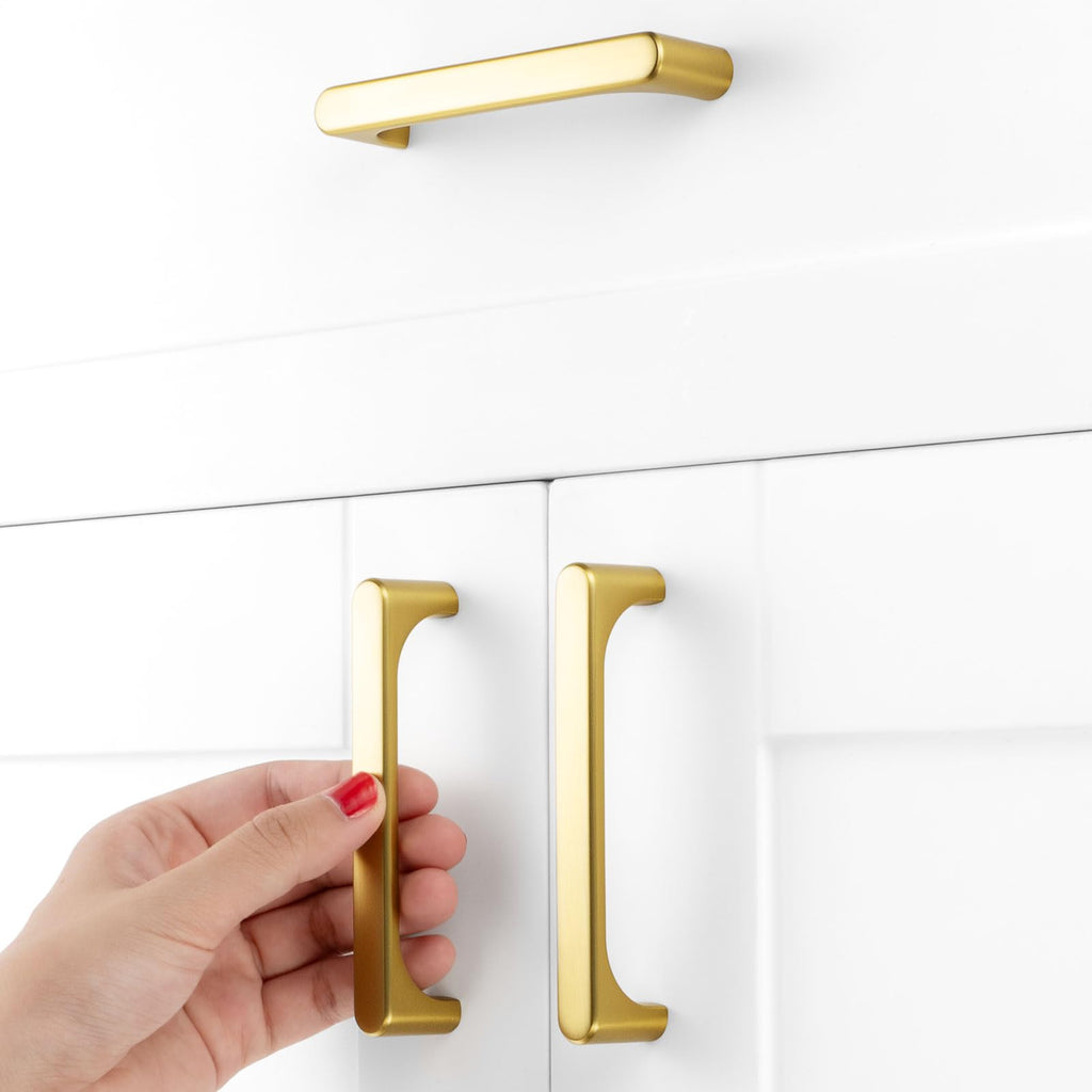 3-3/4 Inch Brushed Gold Cabinet Pulls Kitchen Handles 10 Pack 3126