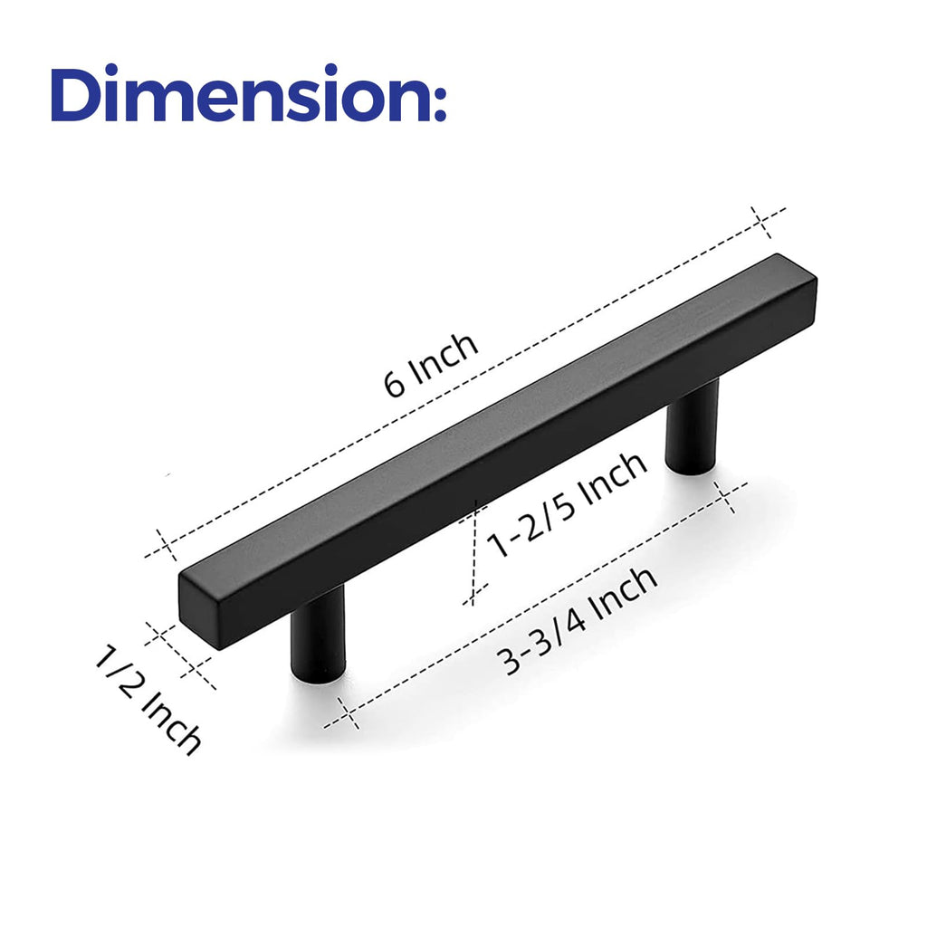 Matte Black Cabinet Hardware Square Pulls, 3.75 Inch, 40 Pack